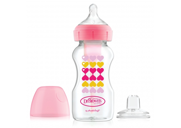 Dr Brown's 270ml Options+ Transition Bottle - Pink Hearts